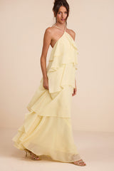Aveley Light Yellow Tiered Shift Maxi Dress