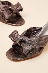 Dorothea Metallic Gunmetal Knotted High Heel Sandals
