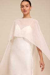 Mercedes White Satin Cape Wedding Dress