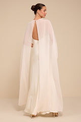 Mercedes White Satin Cape Wedding Dress