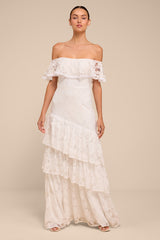 Poet White Lace Tiered Maxi Dress
