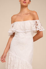 Poet White Lace Tiered Maxi Dress