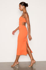 Valera Light Orange Jersey Knit Column Midi Dress