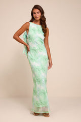 Eudora Mint Green Floral Cowl Back Maxi Dress