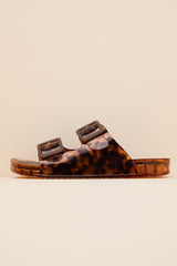Julio Tortoise Vinyl Buckle Slide Sandals