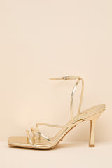 Sylvia Gold Ankle Strap High Heel Sandals
