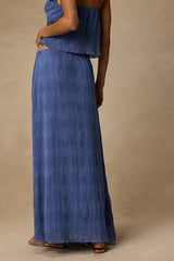 Paola Denim Blue Textured Maxi Skirt
