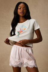 Jana Blush Pink Satin Lace Shorts