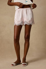 Jana Blush Pink Satin Lace Shorts