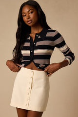 Stella Cream Button-Front Mini Skirt