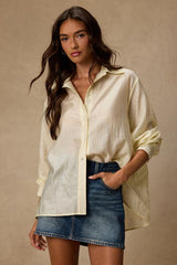 Petra Light Yellow Pinstriped Button-Up Top