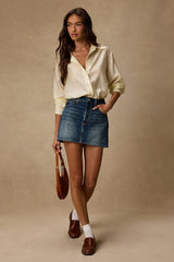 Petra Light Yellow Pinstriped Button-Up Top