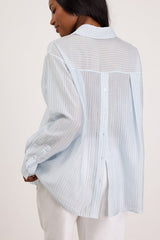 Petra Light Blue Pinstriped Button-Up Top