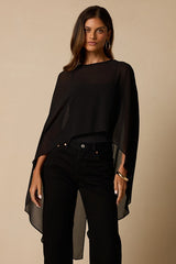 Levana Black Cape Sleeve Top