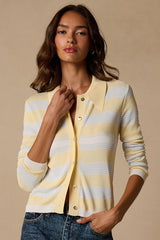 Nelly Yellow Striped Button-Up Knit Top