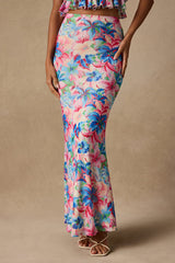 Romina Pink Multi Floral Mesh Maxi Skirt