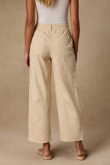 Darice Beige Striped Twill High-Rise Ankle Pants