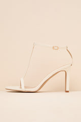 Izzybelle White T-Strap High Heel Sandals