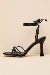 Anka Black Strappy Lace-Up High Heel Sandals