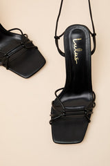 Anka Black Strappy Lace-Up High Heel Sandals