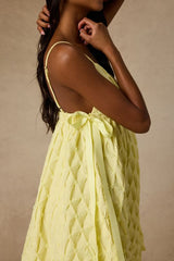 Jen Yellow Textured Babydoll Mini Dress