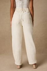 Merritt Cream Twill Barrel Leg Pants