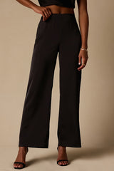 Amaya Black Satin High-Rise Pants