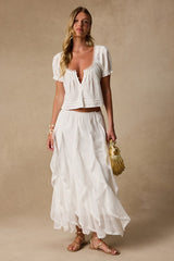 Tina White Ruffled Maxi Skirt