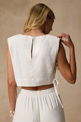 Irida Ivory Tie-Side Sleeveless Crop Top