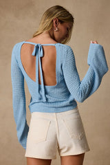 Akoya Light Blue Tie-Back Sweater Knit Top