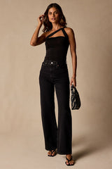Emiliana Black Jersey Knit Asymmetrical Top