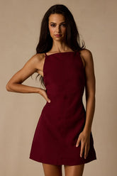 Chic Ease Wine Red Sleeveless Mini Dress