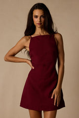 Chic Ease Wine Red Sleeveless Mini Dress