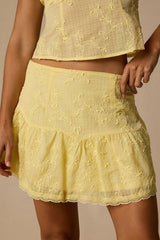 Dessie Light Yellow Embroidered Mini Skirt