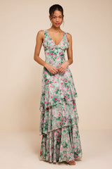 Somerset Sage Multi Floral Tiered Maxi Dress