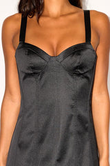 Malisse Black Satin Bustier Mini Dress