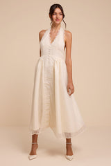 Finnley Ivory Lace Halter Midi Dress
