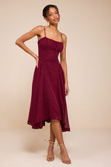 Arianna Burgundy Clip Dot Lurex Midi Dress
