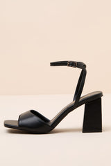 Faunna Black Ankle Strap High Heel Sandals