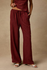 Ives Rust Red Pinstriped Drawstring Pants