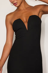 Iniko Black Strapless Bodycon Midi Dress