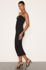 Iniko Black Strapless Bodycon Midi Dress