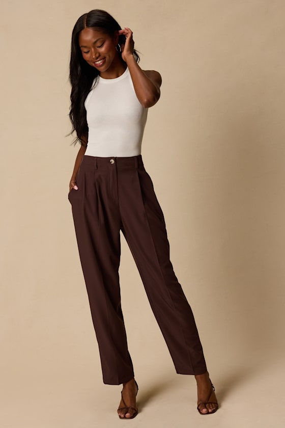 Sophisticated Company Brown Straight Leg Trouser Pants
