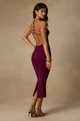 Solia Plum Jersey Knit Bodycon Midi Dress