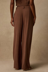 Suits You Perfectly Brown Linen Wide-Leg Pants