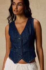 Coveted Appeal Dark Wash Denim Vest