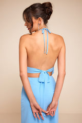 Piper Light Blue Cowl-Front Maxi Dress