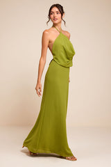 Piper Chartreuse Cowl-Front Maxi Dress