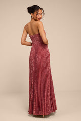 Elysium Rusty Rose Floral Burnout Strapless Maxi Dress