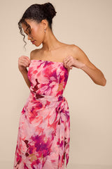 Shelby Pink Multi Floral Wrap Midi Dress